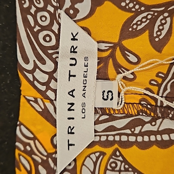 💕TRINA TURK💕 100% Silk Pajama Pants ~ Blue Tropical Botanical Print Small NWT - Picture 7 of 9